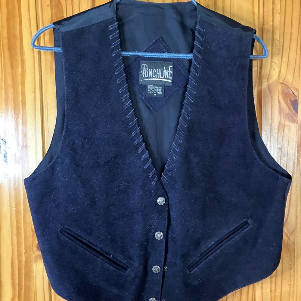 Vintage Punchline Black Leather Vest